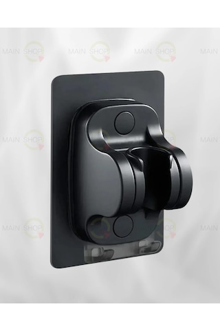 Mainshop Yapışkanlı Çift Kanca Duş Başlığı Tutucu Sabitleme Delme Gerektirmez M-049 Siyah