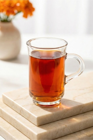 Lav Ada Cam Kulplu Çay Bardağı 6 Kişilik 155 ml Kulplu