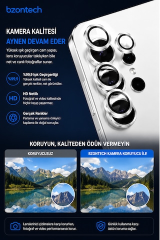 Samsung Galaxy S26 Ultra Uyumlu Kamera Lens Koruyucu Beyaz