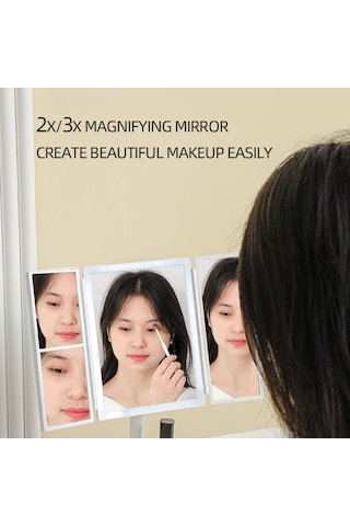 Interstech 3 Ton Led Işıklı Katlanabilir Dokunmatik Makyaj Aynası