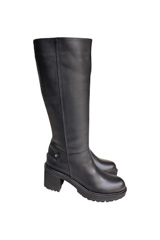 Tufan Shoes Siyah Hakiki Deri Fermuarlı Çizme Siyah