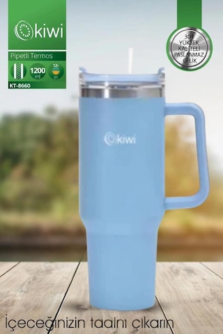 Kiwi Kt-8660 Pipetli Termos Bardak 1,2 Lt Sıcak Ve Soğuk Mavi