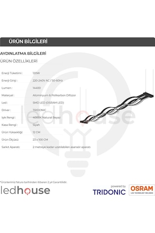 Waves Modern Led Avize Sarkıt Linear Aydınlatma