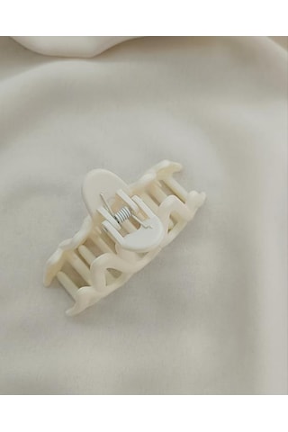 Mandal Dalga Toka Krem Renk Saç Aksesuarı 9 Cm İthal Ürün Saç Tokası Krem