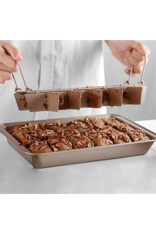 Pratik Paslanmaz Çelik Yanmaz Yapışmaz 18 Bölmeli Brownie Kek Kalıbı Kek Kalıbı Fırın Tepsisi