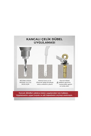 Kancalı Çelik Dübel M8 Kapalı Ağız Salıncak Boks Torbası Avize Tavan Asma Aparatı 8