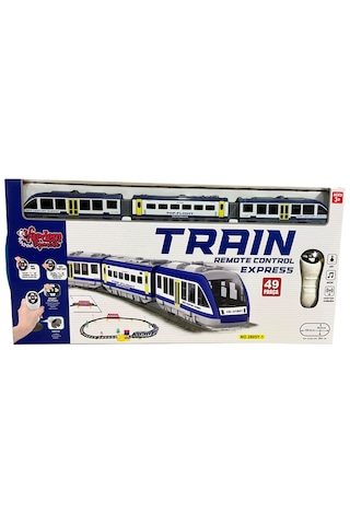 Vardemuzaktan Kumandalı 49 Parça Işıklı 265 Cm Express Mavi Renk Tren Set
