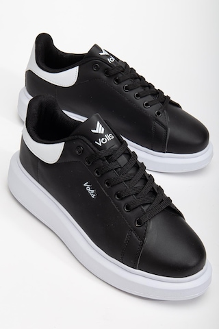 Dilimler Ayakkabı Unisex Spor Ayakkabı Siyah Yüksek Taban Hafif Suni Deri-4156 Siyah