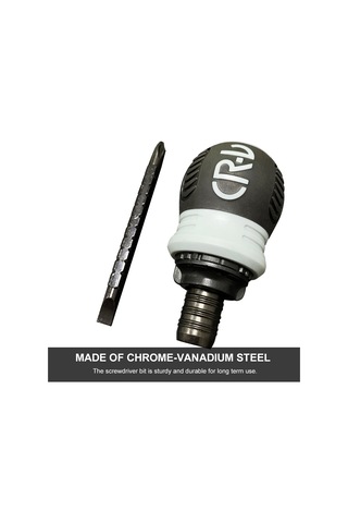 Kangvka Krom Vanadyum Çelik Ratchet Tornavida - Uzunluk Ayarlanabilir, İki Uçlu Düz + Çapraz , Ergonomik Abs Kolu, Dayanıklı Tamir Aracı Siyah/gri
