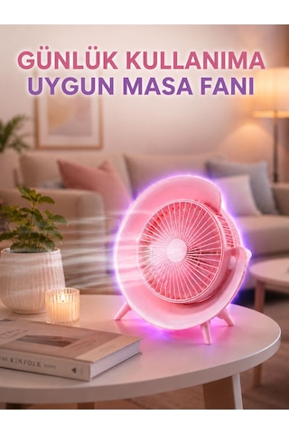 Taşınabilir Masaüstü Vantilatör Renkli Ambiyans Işıklı Ayaklı