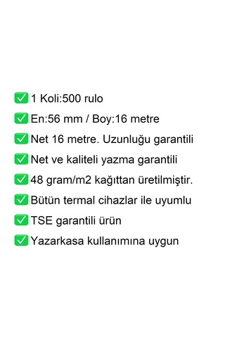 56x16 Metre Termal Kredi Kartı Ve Yazarkasa Pos Rulosu 500'lü Koli