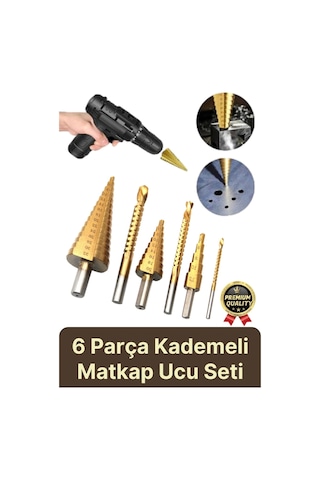 Çok Fonksiyonlu Çift Yiv Sistemli Kademeli Çatlatmadan Kesim Matkap Ucu Sac Delme 6 Parça Panç Seti