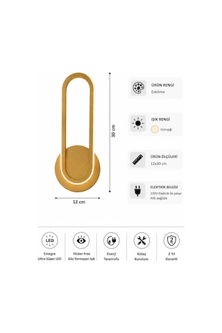 AvizeGO Haris Modern Led Duvar Apliği Günışığı Eskitme