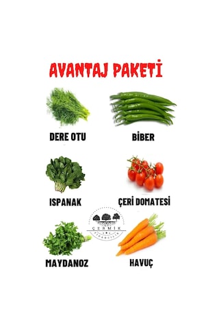 Dereotu ,biber , Ispanak, Çeri Domates , Maydanoz , Havuç 60 Gr