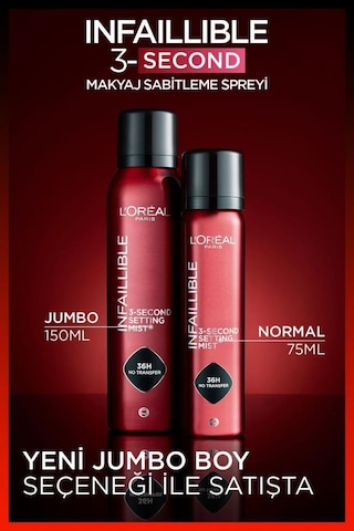 L'oréal Paris Infaillible 3-second Jumbo Makyaj Sabitleme Spreyi 150 Ml 3600524244538-10849