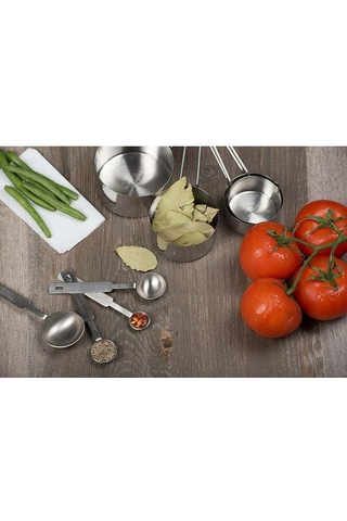 Fosenze 8 Parça Paslanmaz Çelik Ölçü Kupa Ve Kaşık Seti - Fırınlama Ve Pişirme İçin Dayanıklı, Yığılabilir, Lavabo Güvenli