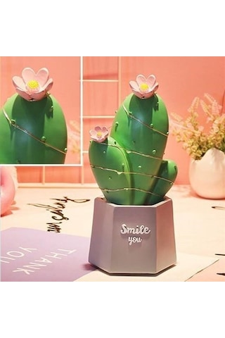 Buffer Led Işıklı Kaktüs Biblo Ev Dekorasyon Ve Hediyelik Eşya Led Aydınlatma Çok Renkli