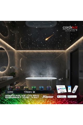 Banyo Ambiyans Aydınlatma Yıldız Tavan Uygulama Seti - Kayan Yıldızlı Çok Renkli