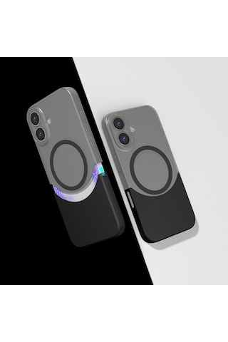 Xemu Apple Uyumlu iPhone 16 Plus Kılıf M-safe Şarj Özellikli Mıknatıslı Duble Kapak - Lacivert Lacivert
