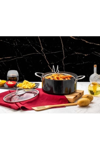 Zest Gusto Granit 24cm Kızartma Tenceresi Siyah