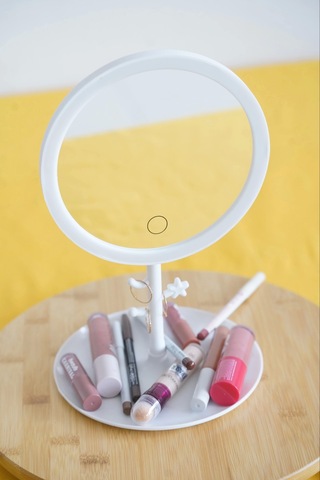 Led Işıklı Yuvarlak Makyaj Aynası Şarj Edilebilir 3 Farklı Renk Beyaz
