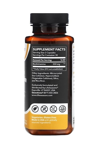 Lifeseasons, Fat Soluble B1 Benfotiamine, 300 Mg, 60 Veg Capsules 150 Mg Per Capsule
