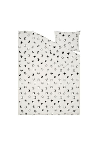 Tek Kişilik Çocuk Nevresim Takımı 150x200/50x60 cm Futbol Temalı MeridyenDukkan Siyah-Beyaz