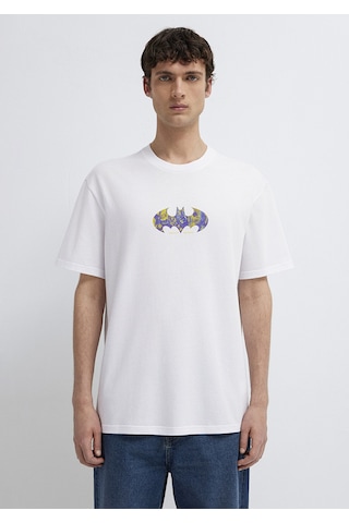 Mavi - Batman Baskılı Beyaz Tişört 0613204-620
