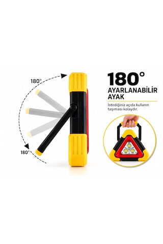 Hb-7709 2.000mah Çok Fonksiyonlu Cob Çalışma Lambası Usb Şarjlı Acil Durum Feneri Reflektör Güneş Enerjili Solar 180 Derece Dönebilen Tutma Kolu Powerbank Olarak Kullabilir Üçgen Park Lambası
