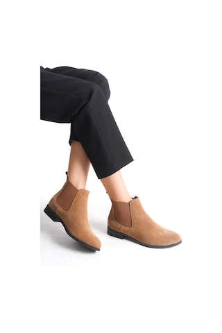 Mubiano Hakiki Deri Collection Kadın Lastik Detaylı Kısa Süet Bot&bootie Taba - Mcsdt036 - Tb Taba