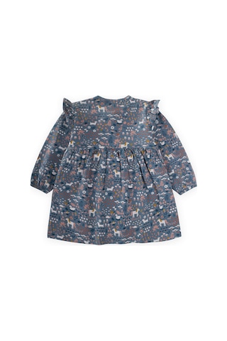 Desenli Mevsimlik Elbise 1-7 Yaş İndigo Mavi İndigo