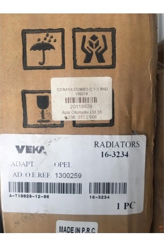 Opel Corsa C 1.3 Cdti 00-06 Su Radyatörü Veka 16-3234 1300259 521468088