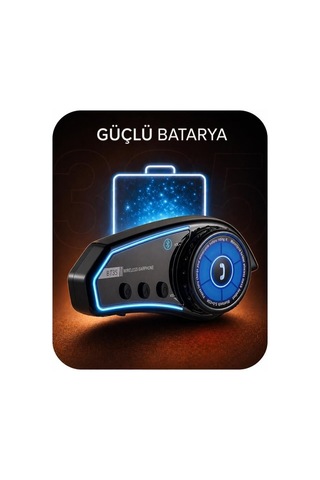 İtercom Motorsiklet Bluetooth Kask İnterkom Kulaklık Bt35 Siyah Yol Arkadaşı Ses Ünitesi