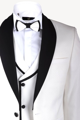 Ysf Erkek Krem Slim Fit Yelekli Çıkma Şal Yaka Damatlık