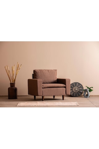 Lungo Modüler Berjer - Açık Kahve Keten Açık Kahverengi