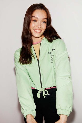 Ethıquet Sılk Crop Yeşil Sweatshirt