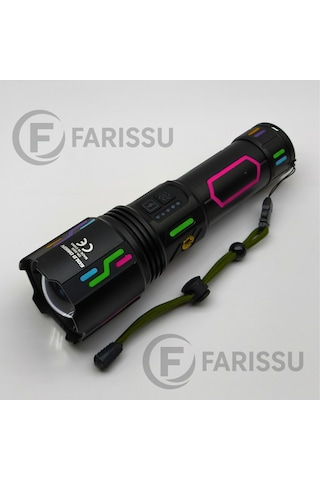 Or-g650 Ultra Güçlü Şarjlı El Feneri 2 Km Menzil, Powerbank Özellikli, Zoomlu Ve Özel Çantalı 200 Watt Siyah