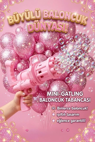 3 Parça Pilli 8 Delikli 19cm Köpük Makinası Ve 2x10ml Baloncuk Sıvılı Eğlenceli Çocuk Oyun Seti