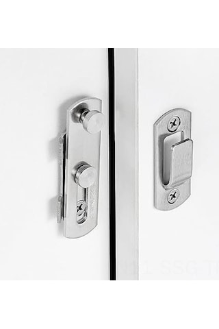 Pazly 4 Adet Gümüş Paslanmaz Çelik Sürgülü Kapı Kilit Seti - 7x5 Cm Şarap Dolabı Ve Mobilyalar İçin Gümüş