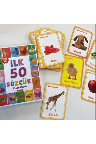İlk 50 Sözcük Flash Cards Zeka Kartları Eğitici Kartlar