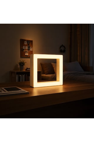 Fibrika Store Framelight Kare Duvar Ve Masa Lambası Beyaz