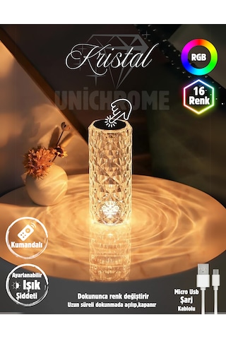 Kristal Elmas Led Dokunmatik Sensör Usb Şarjlı Masa Lambası R...
