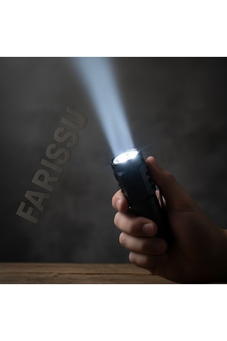 3 Led'li Güçlü Mini El Feneri Şarj Edilebilir Type-c Siyah