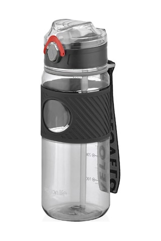 Pipetli Askılı 600 Ml Suluk Vgn Plastic Bottle Matara Siyah