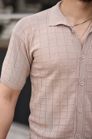 Tex Republic Erkek Krem Örme Kumaş Gömlek Krem