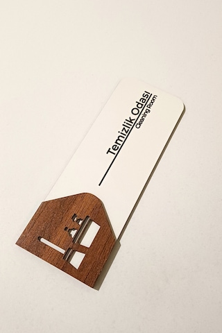 Temizlik Odası Kapı Tabelası 19x7 Cm Çift Katmanlı, Çift Taraflı Bantlı