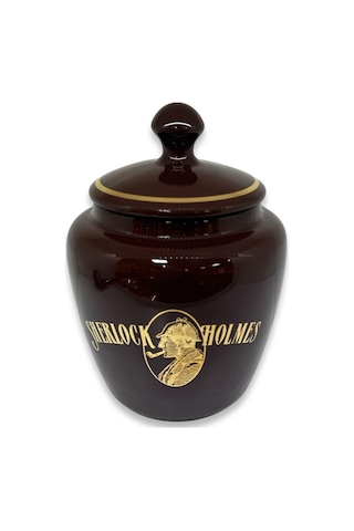 Sherlock Holmes El Yapımı Seramik Pipo Tutun Kavanozu Kahve Large