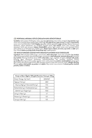 Bittebon Portakal Aromalı Sütlü Çikolatalı Bisküvi Draje 120 G