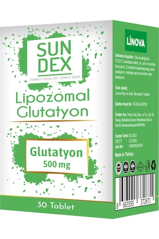 SUNDEX Lipozomal Glutatyon 500 mg 30 Tablet
