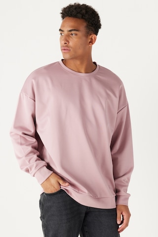 AC&Co / Altınyıldız Classics Erkek Gul Kurusu Oversize Bol Kesim Bisiklet Yaka Düz Sweatshirt Gül Kurusu